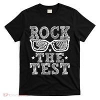 Rock The Test Testing Day Retro Motivational Teacher T-Shirt thumb 0