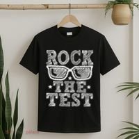 Rock The Test Testing Day Retro Motivational Teacher T-Shirt thumb 2