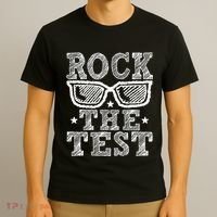 Rock The Test Testing Day Retro Motivational Teacher T-Shirt thumb 3