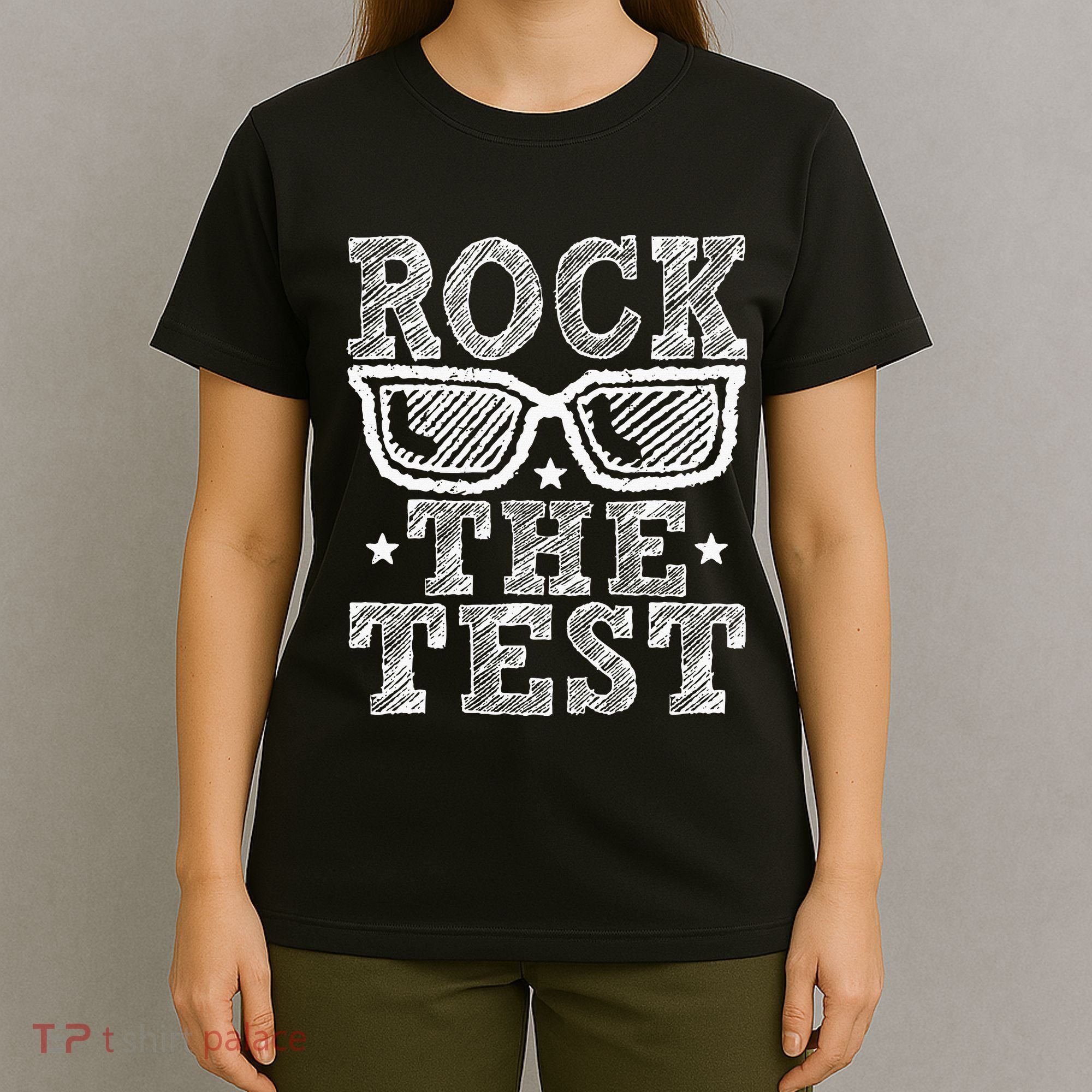 Rock The Test Testing Day Retro Motivational Teacher T-Shirt