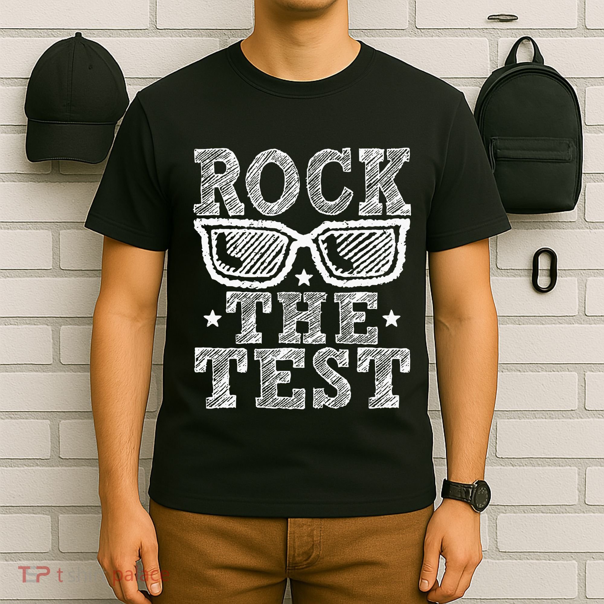 Rock The Test Testing Day Retro Motivational Teacher T-Shirt