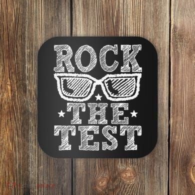 Rock The Test Testing Day Retro Motivational Teacher Coaster