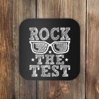 Rock The Test Testing Day Retro Motivational Teacher Coaster thumb 0