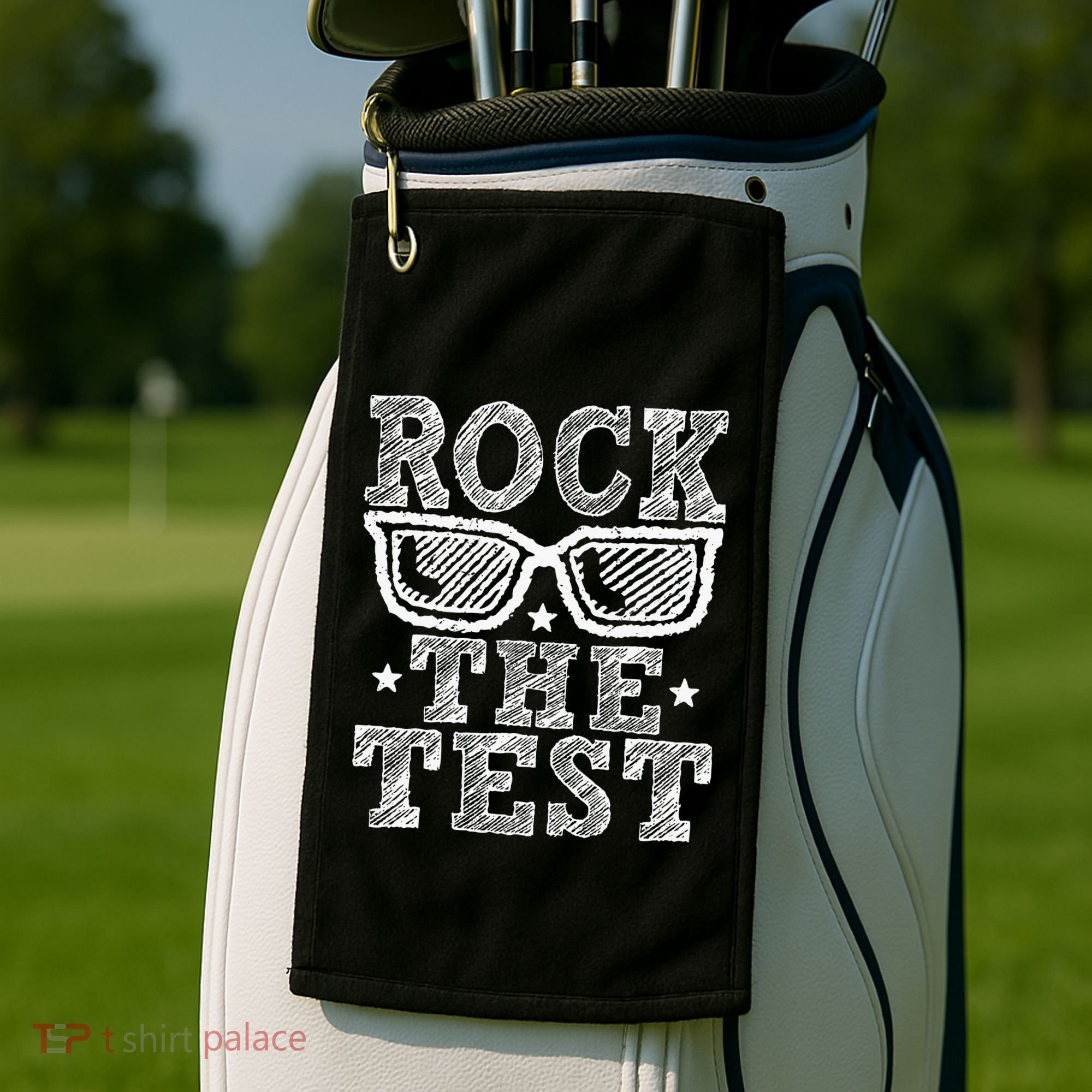 Rock The Test Testing Day Retro Motivational Teacher Golf Towel