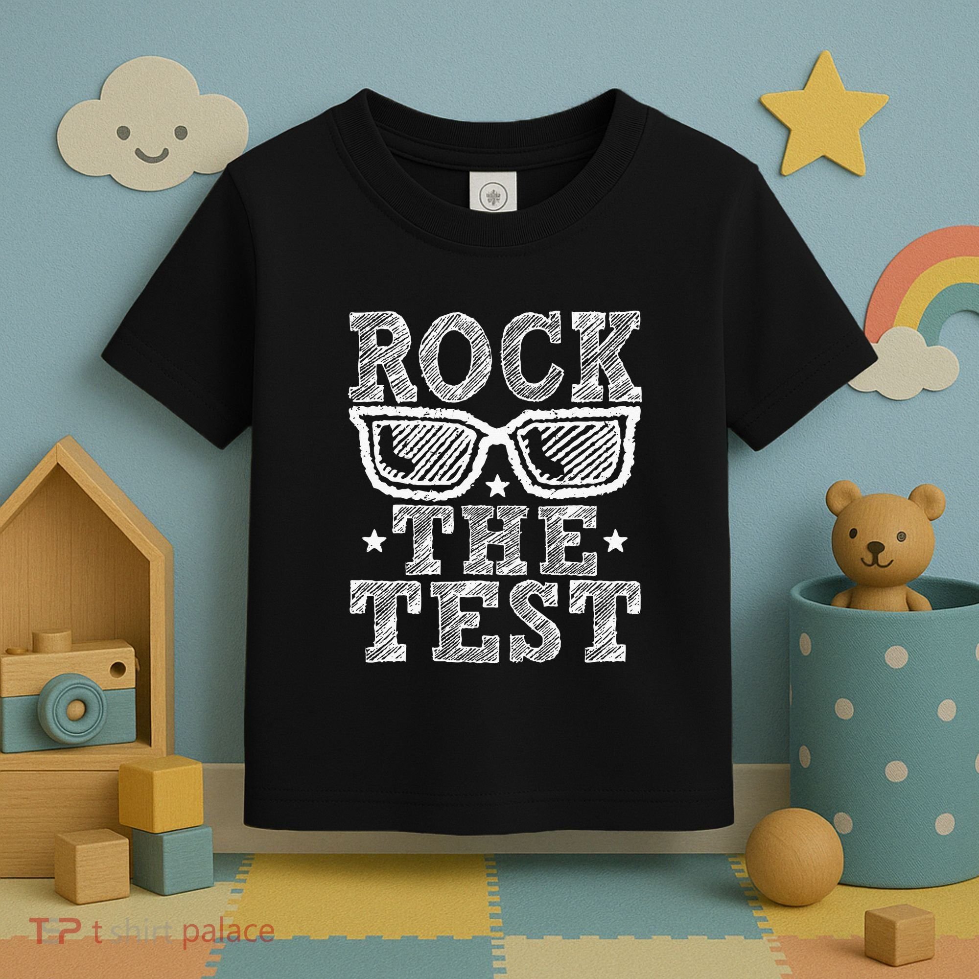 Rock The Test Testing Day Retro Motivational Teacher Toddler T-Shirt
