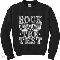 Rock The Test Testing Day Retro Motivational Teacher Kids Sweatshirt thumb 0