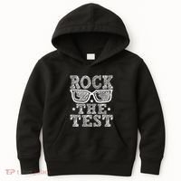 Rock The Test Testing Day Retro Motivational Teacher Kids Hoodie thumb 0