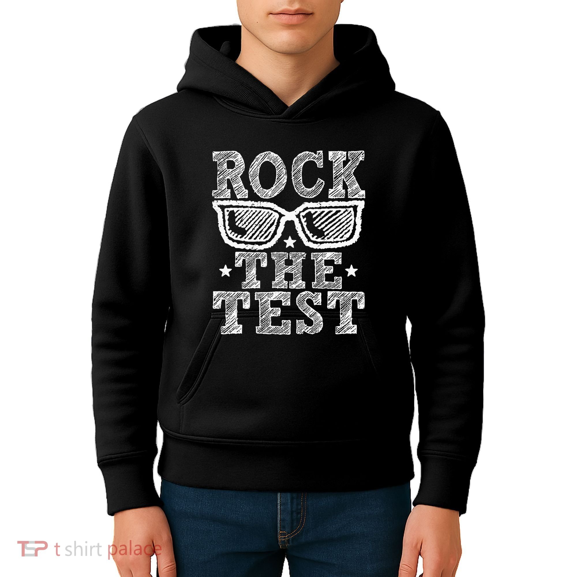 Rock The Test Testing Day Retro Motivational Teacher Kids Hoodie