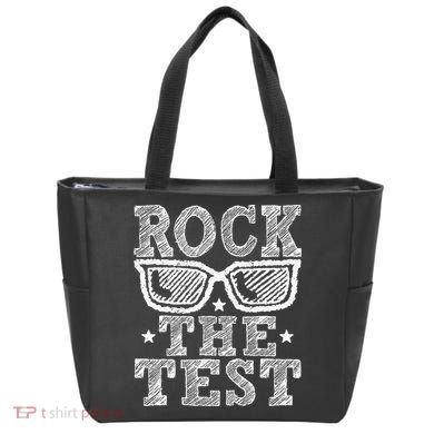 Rock The Test Testing Day Retro Motivational Teacher Tote Bag