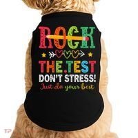 Rock The Test Don't Stress Just Do Your Best Teacher Doggie Tank thumb 0