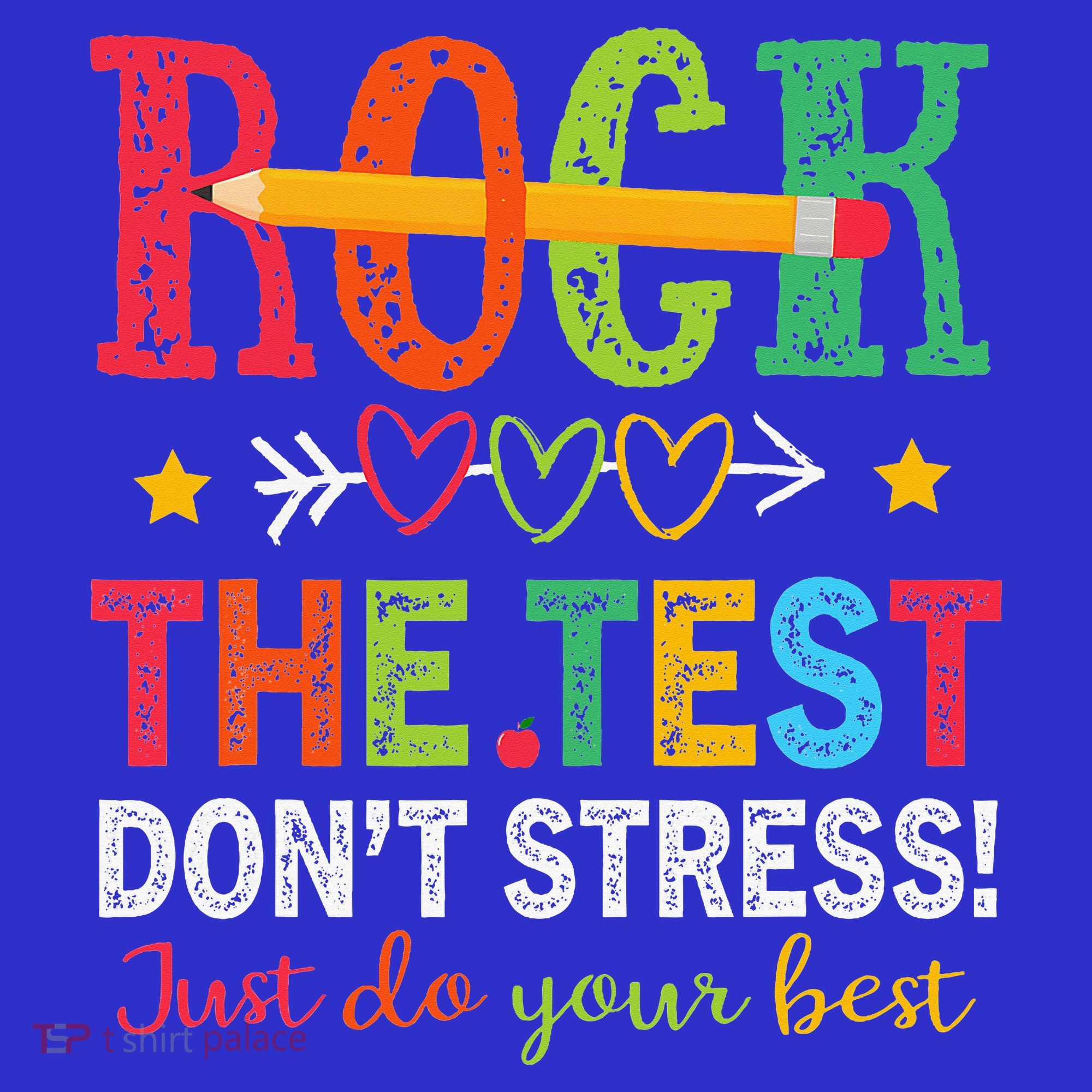 Rock The Test Don't Stress Just Do Your Best Teacher Apron
