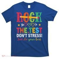Rock The Test Don't Stress Just Do Your Best Teacher T-Shirt thumb 0