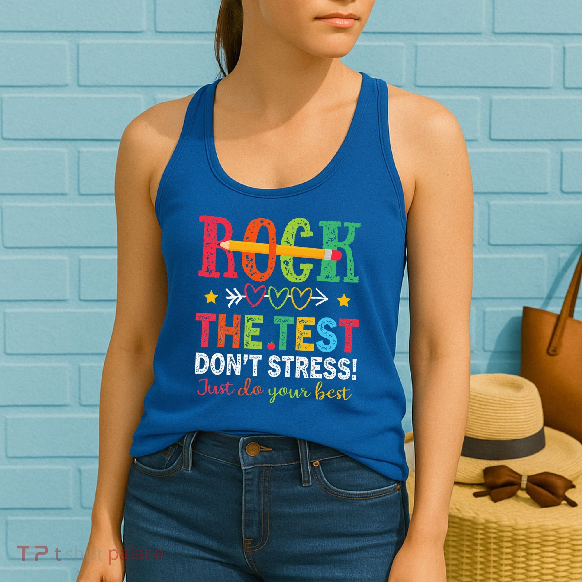 Rock The Test Don't Stress Just Do Your Best Teacher Women's Tank Top