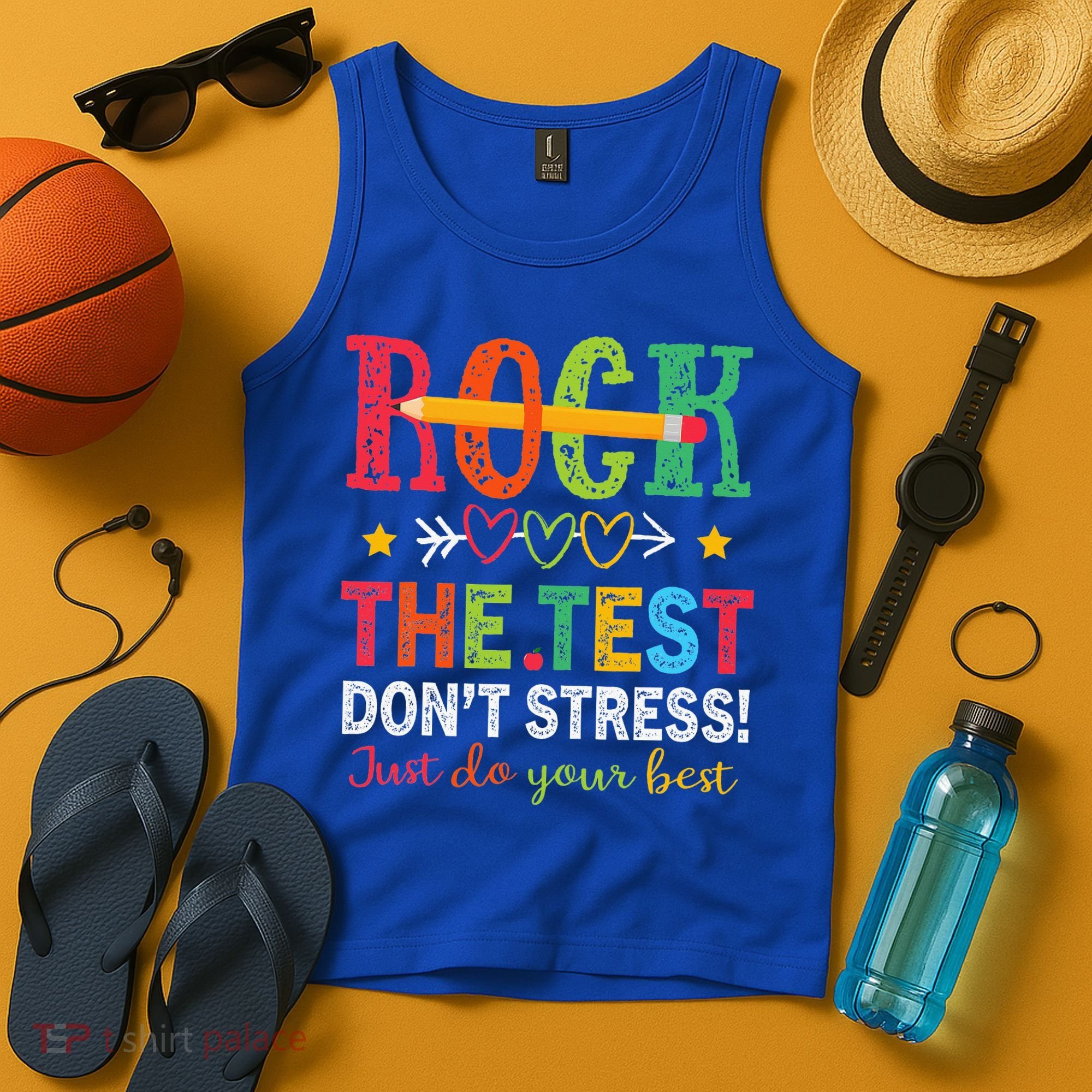 Rock The Test Don't Stress Just Do Your Best Teacher Tank Top