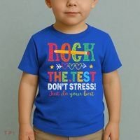 Rock The Test Don't Stress Just Do Your Best Teacher Toddler T-Shirt thumb 2