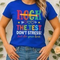 Rock The Test Don't Stress Just Do Your Best Teacher Women's T-Shirt thumb 2