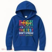 Rock The Test Don't Stress Just Do Your Best Teacher Kids Hoodie thumb 0