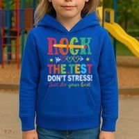 Rock The Test Don't Stress Just Do Your Best Teacher Kids Hoodie thumb 3