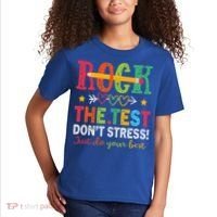 Rock The Test Don't Stress Just Do Your Best Teacher Kids T-Shirt thumb 2