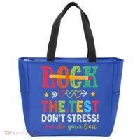 Rock The Test Don't Stress Just Do Your Best Teacher Tote Bag thumb 0