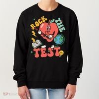 Rock The Test Apple Teacher Appreciation Teacher Graduation Women's Sweatshirt thumb 0