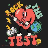 Rock The Test Apple Teacher Appreciation Teacher Graduation Women's Sweatshirt thumb 2