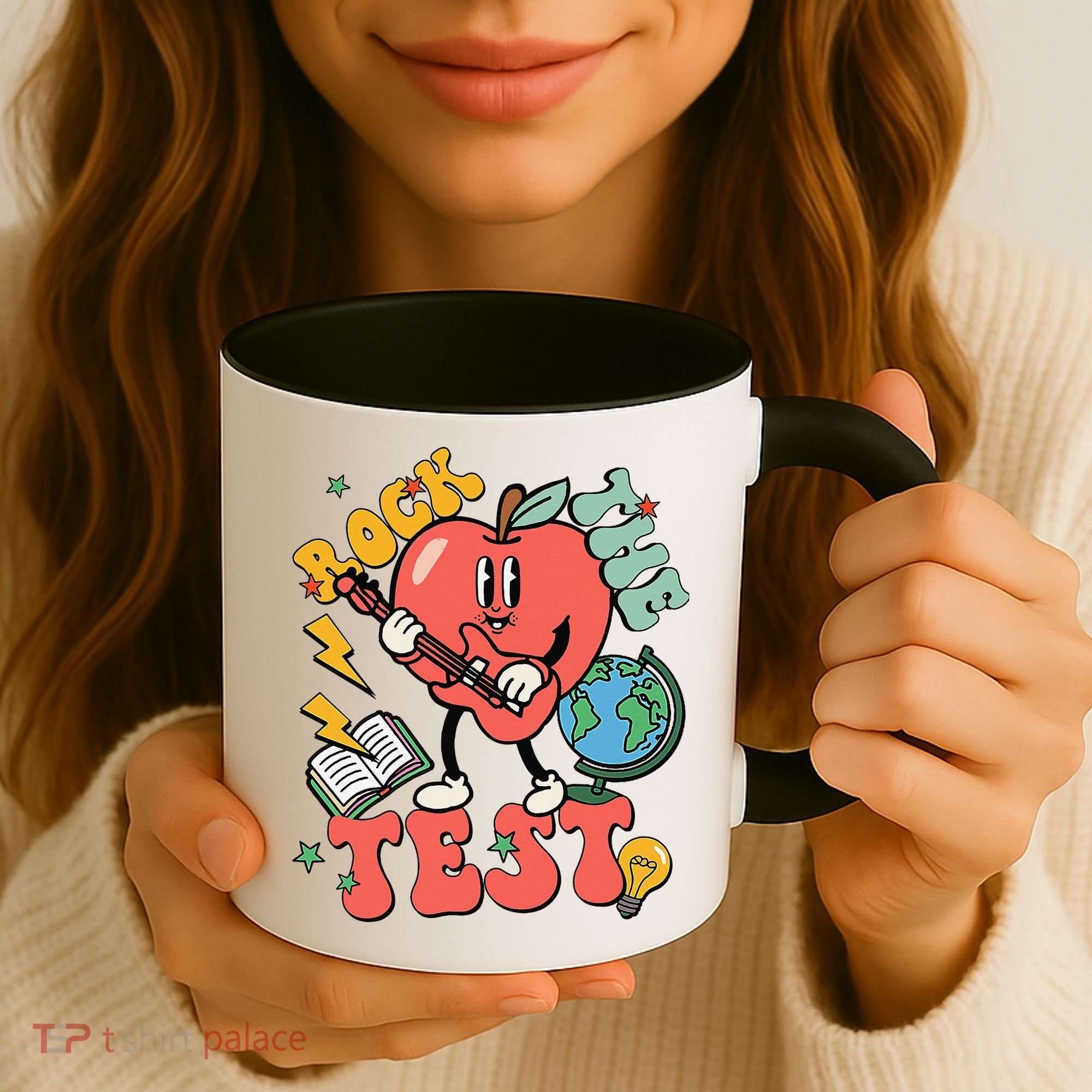 Rock The Test Apple Teacher Appreciation Teacher Graduation Coffee Mug