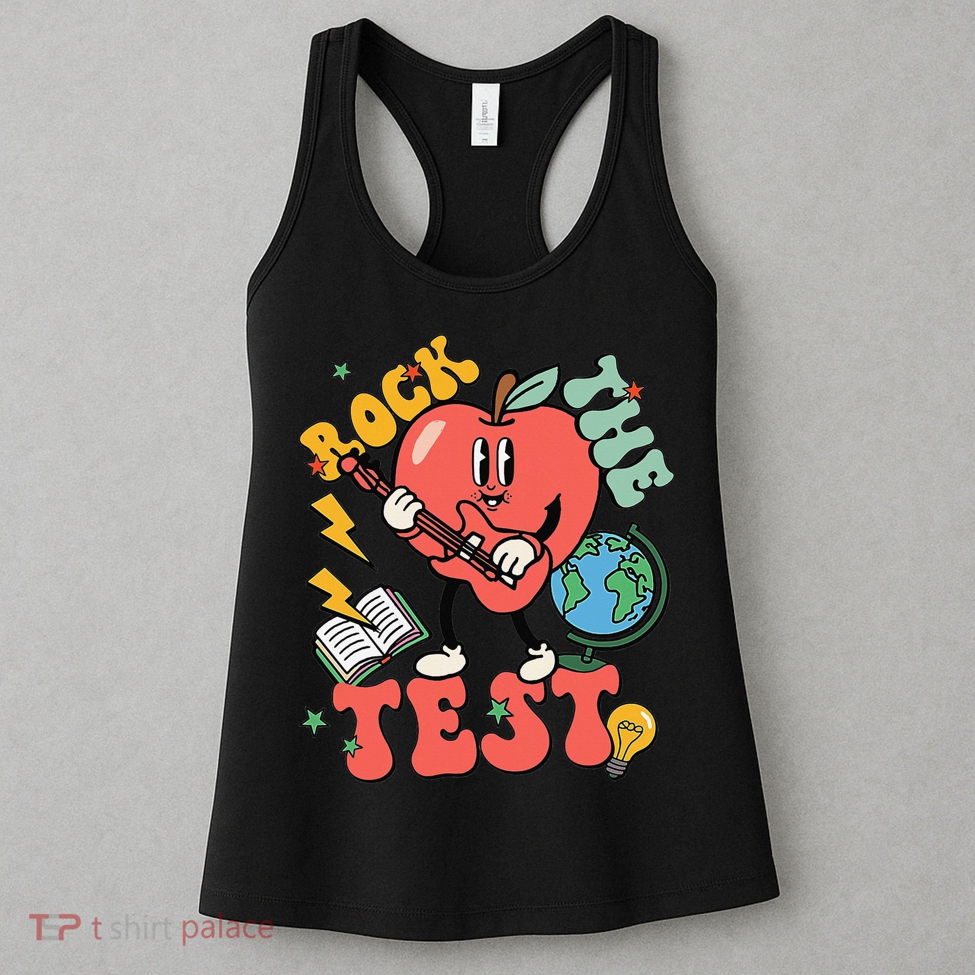 Rock The Test Apple Teacher Appreciation Teacher Graduation Women's Tank Top