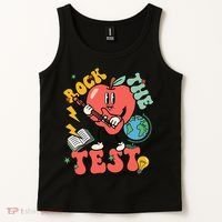 Rock The Test Apple Teacher Appreciation Teacher Graduation Tank Top thumb 2