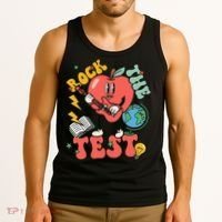 Rock The Test Apple Teacher Appreciation Teacher Graduation Tank Top thumb 3