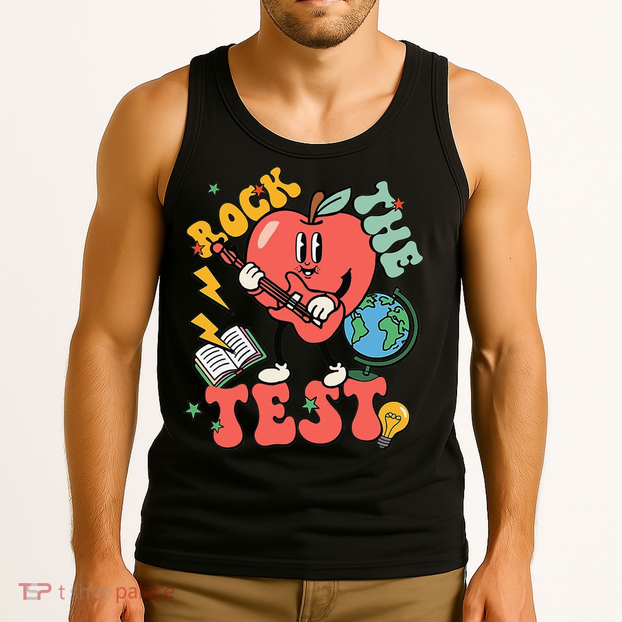 Rock The Test Apple Teacher Appreciation Teacher Graduation Tank Top