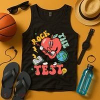Rock The Test Apple Teacher Appreciation Teacher Graduation Tank Top thumb 4