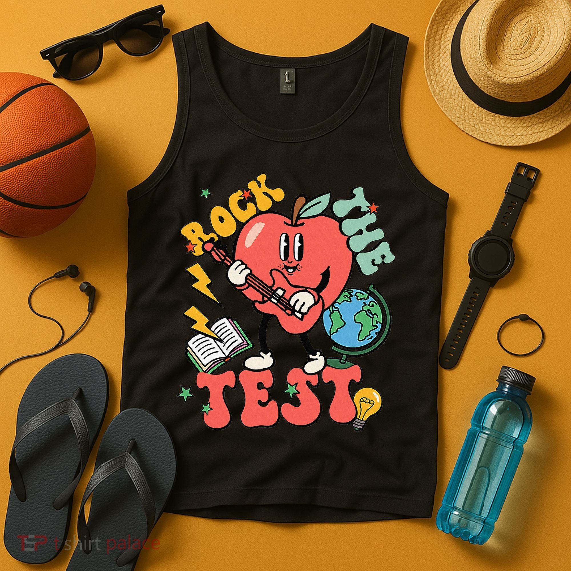 Rock The Test Apple Teacher Appreciation Teacher Graduation Tank Top