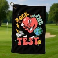 Rock The Test Apple Teacher Appreciation Teacher Graduation Golf Towel thumb 1