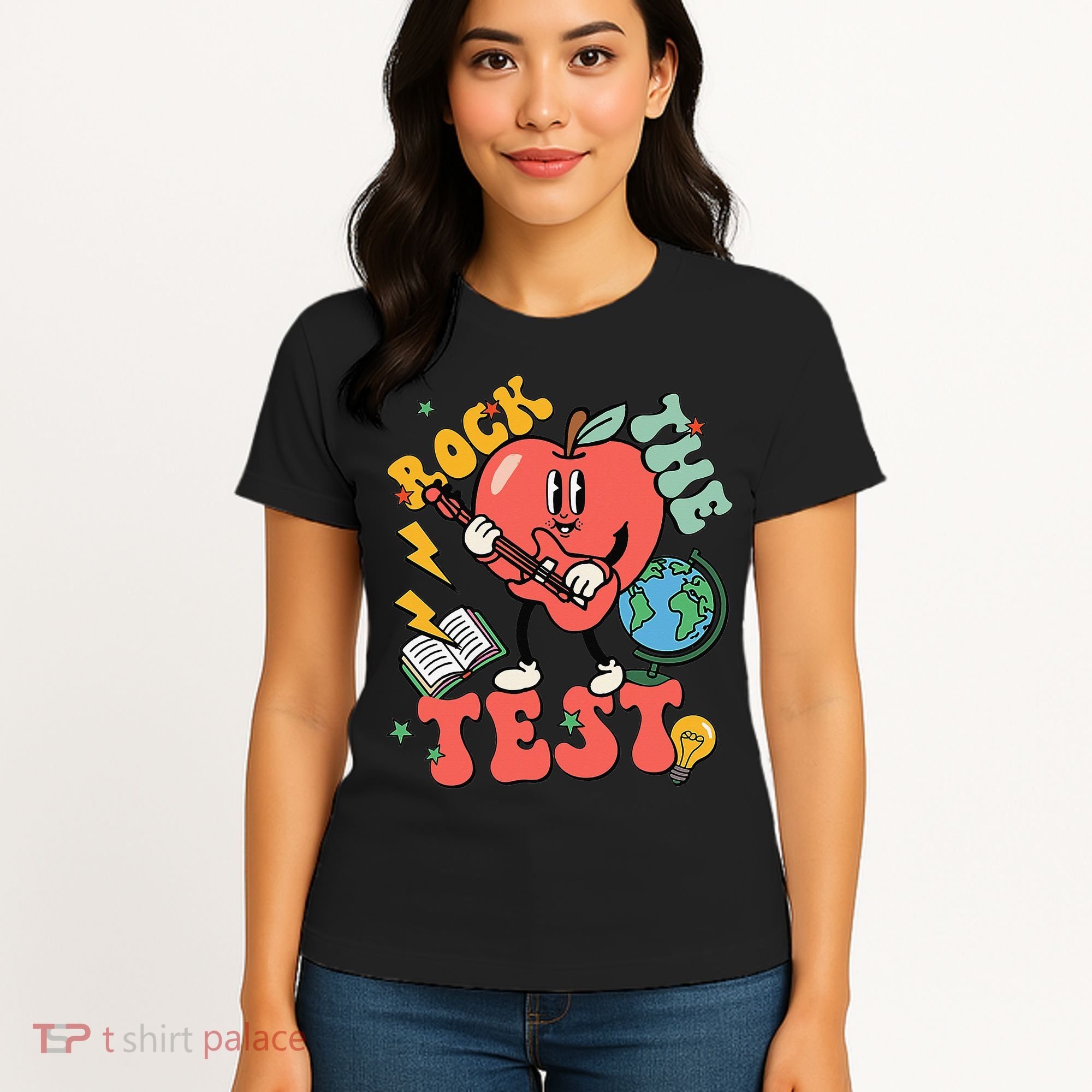Rock The Test Apple Teacher Appreciation Teacher Graduation Women's T-Shirt