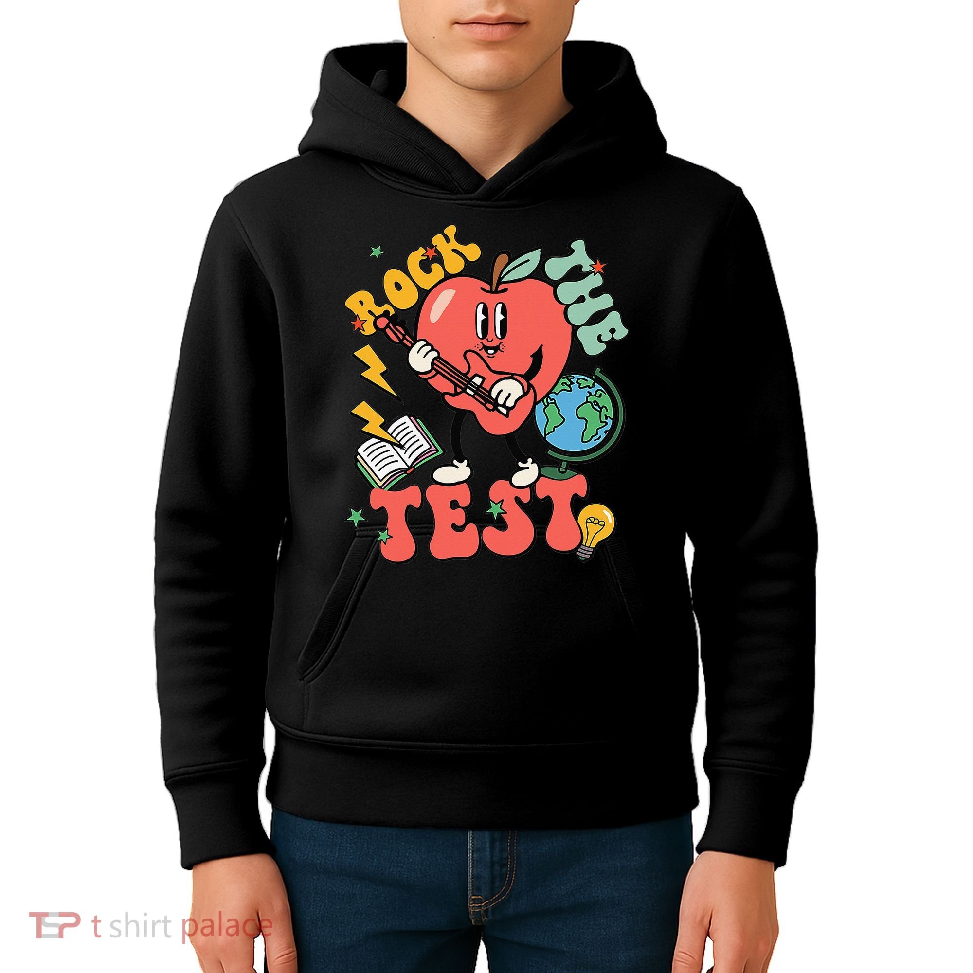 Rock The Test Apple Teacher Appreciation Teacher Graduation Kids Hoodie