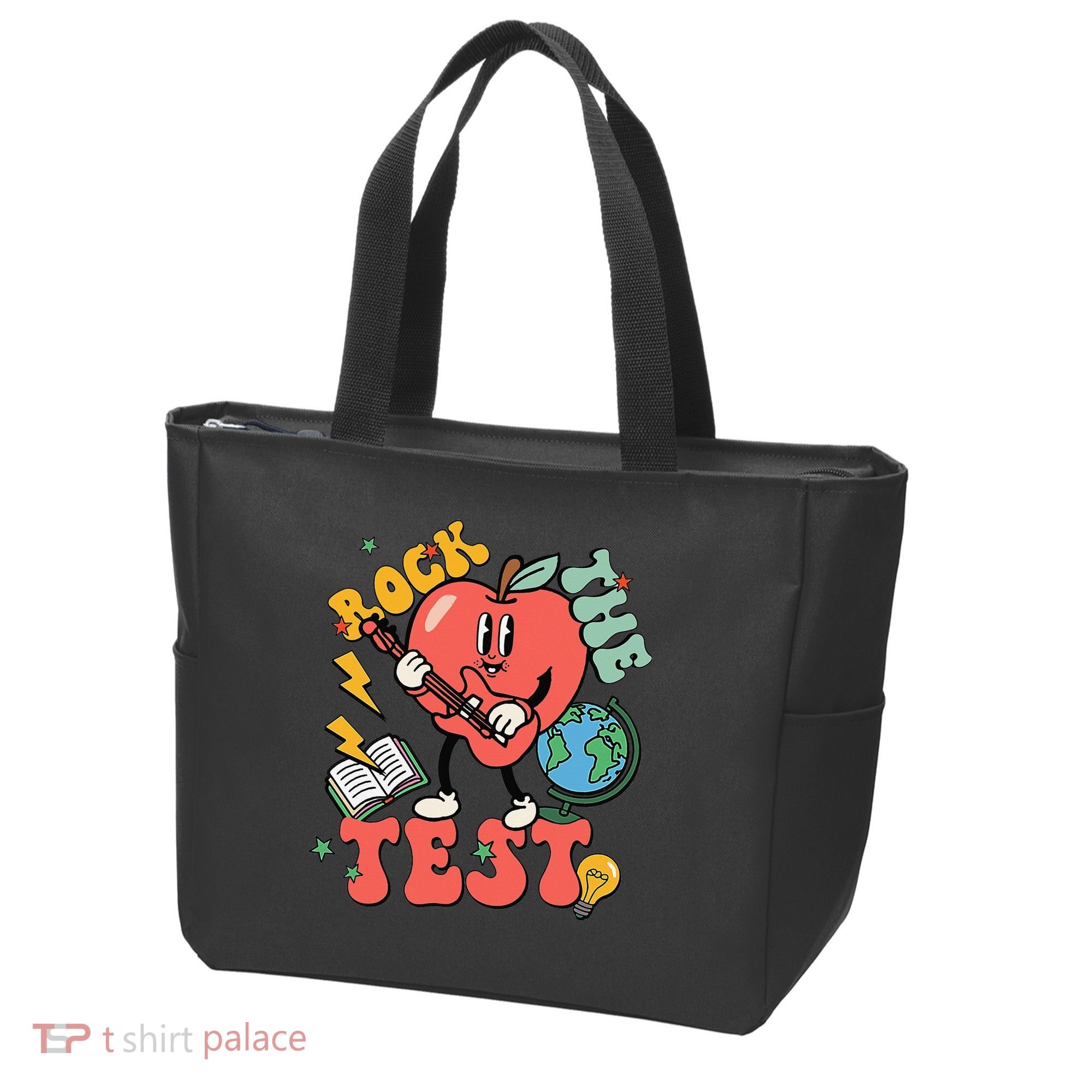 Rock The Test Apple Teacher Appreciation Teacher Graduation Tote Bag