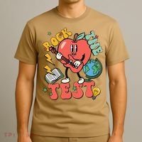 Rock The Test Apple Teacher Appreciation Teacher Graduation T-Shirt thumb 3