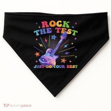 Rock The Test Testing Day Teacher Student Just Do Your Best USA-Made Doggie Bandana