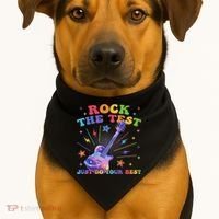 Rock The Test Testing Day Teacher Student Just Do Your Best USA-Made Doggie Bandana thumb 1