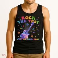 Rock The Test Testing Day Teacher Student Just Do Your Best Tank Top thumb 3