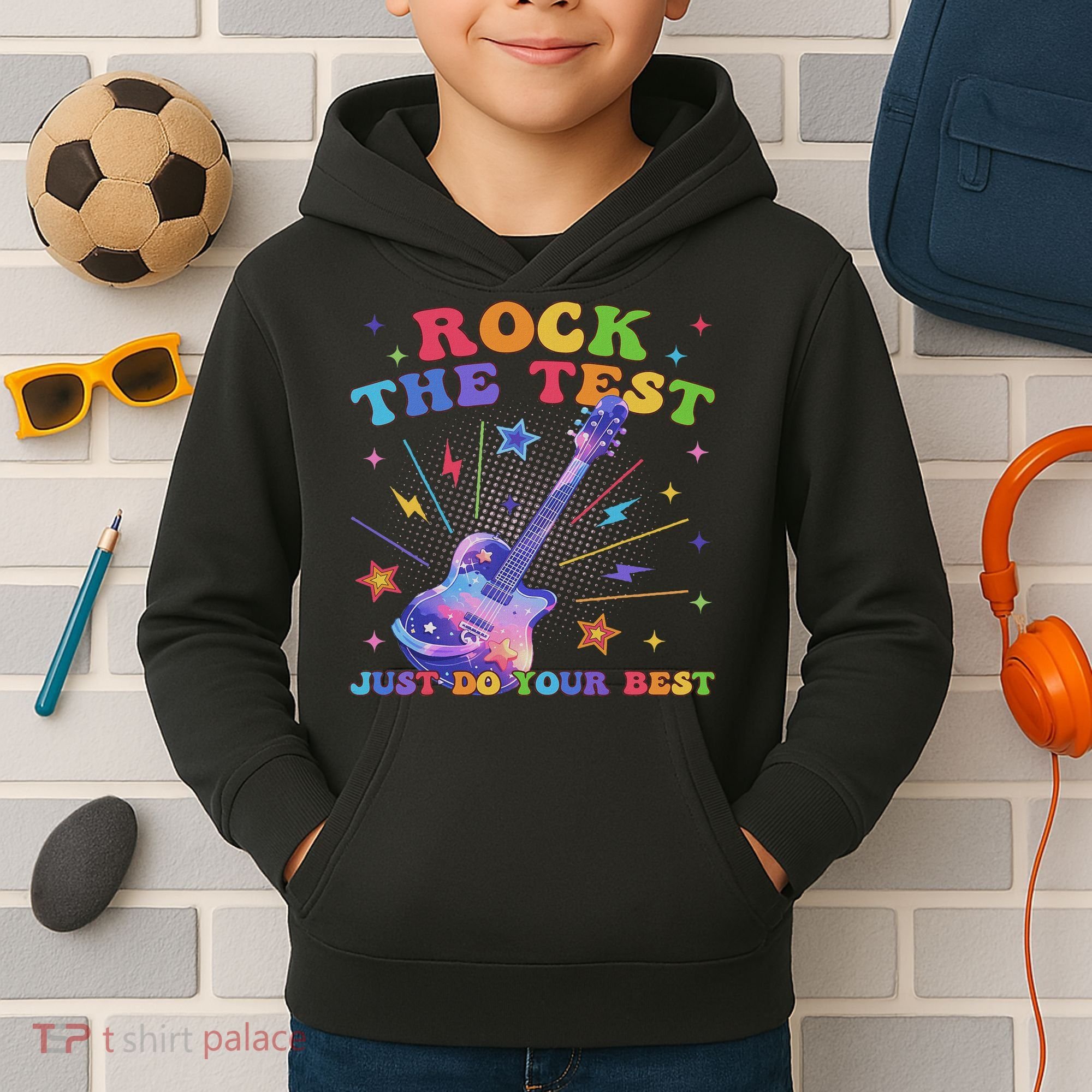Rock The Test Testing Day Teacher Student Just Do Your Best Kids Hoodie