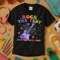 Rock The Test Testing Day Teacher Student Just Do Your Best Kids T-Shirt thumb 3
