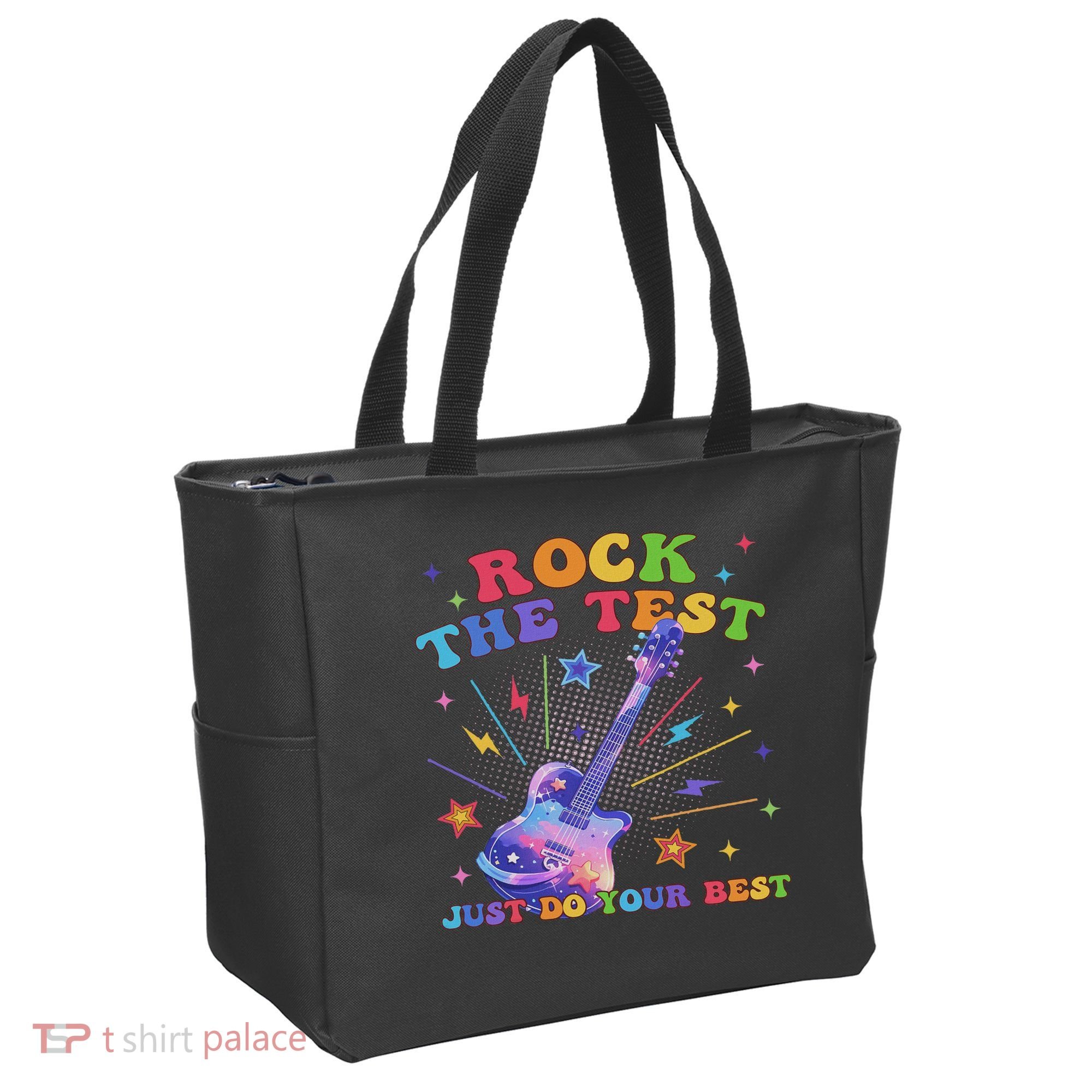 Rock The Test Testing Day Teacher Student Just Do Your Best Tote Bag