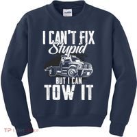 Rollback Tow Truck I CanT Fix Stupid But I Can Tow It Kids Sweatshirt thumb 0