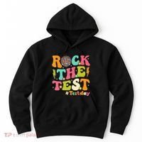 Rock The Test Testing Day Retro Motivational Hoodie thumb 0