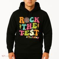 Rock The Test Testing Day Retro Motivational Hoodie thumb 2