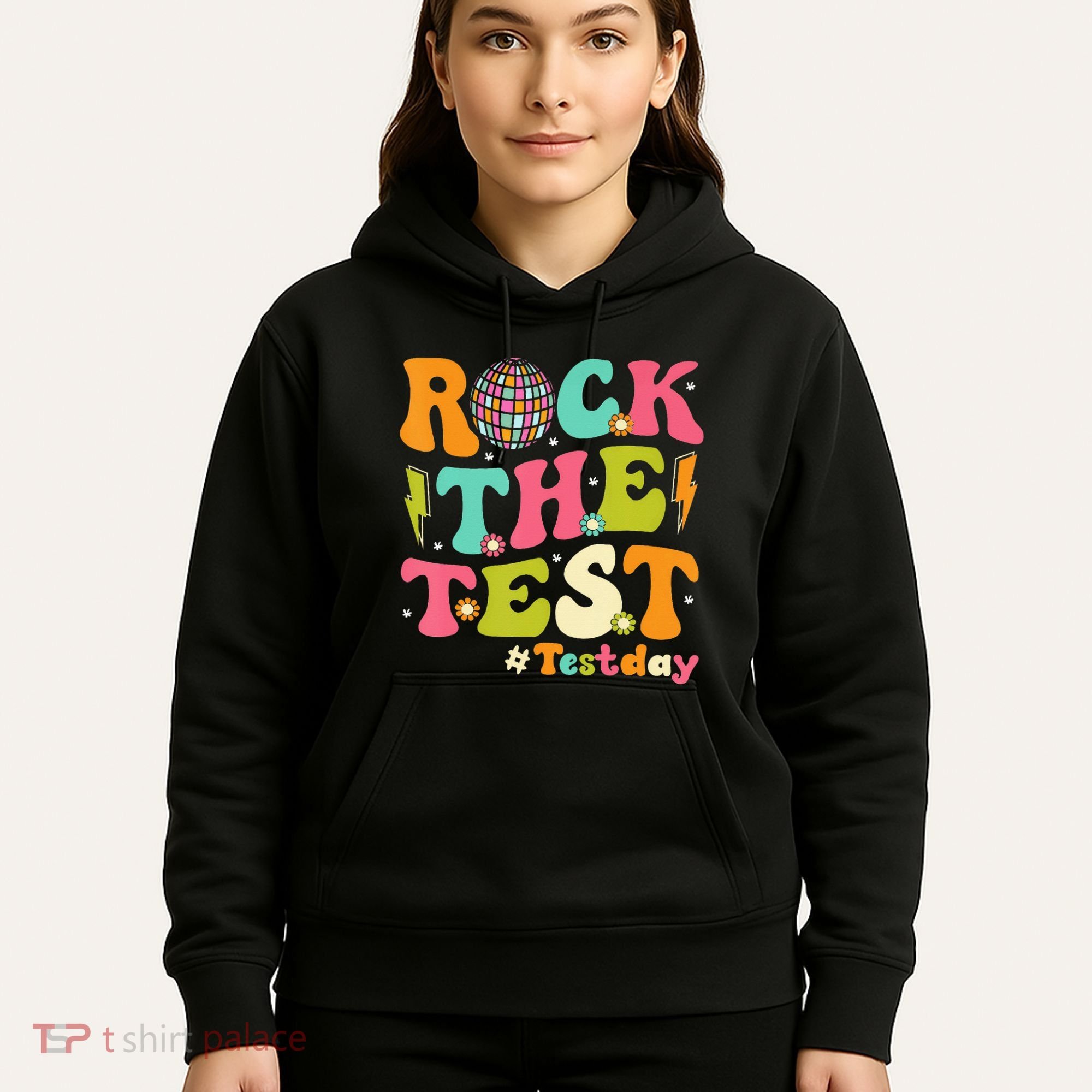 Rock The Test Testing Day Retro Motivational Hoodie