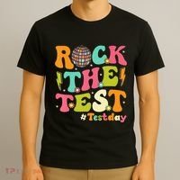 Rock The Test Testing Day Retro Motivational T-Shirt thumb 3