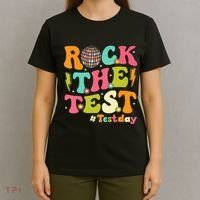 Rock The Test Testing Day Retro Motivational T-Shirt thumb 4